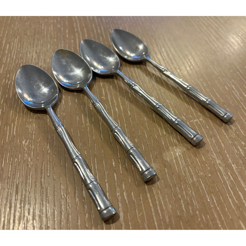 Reed & Barton Rebacraft Regal Bamboo Stainless Teaspoons Set of 4 Japan 6 3/8"